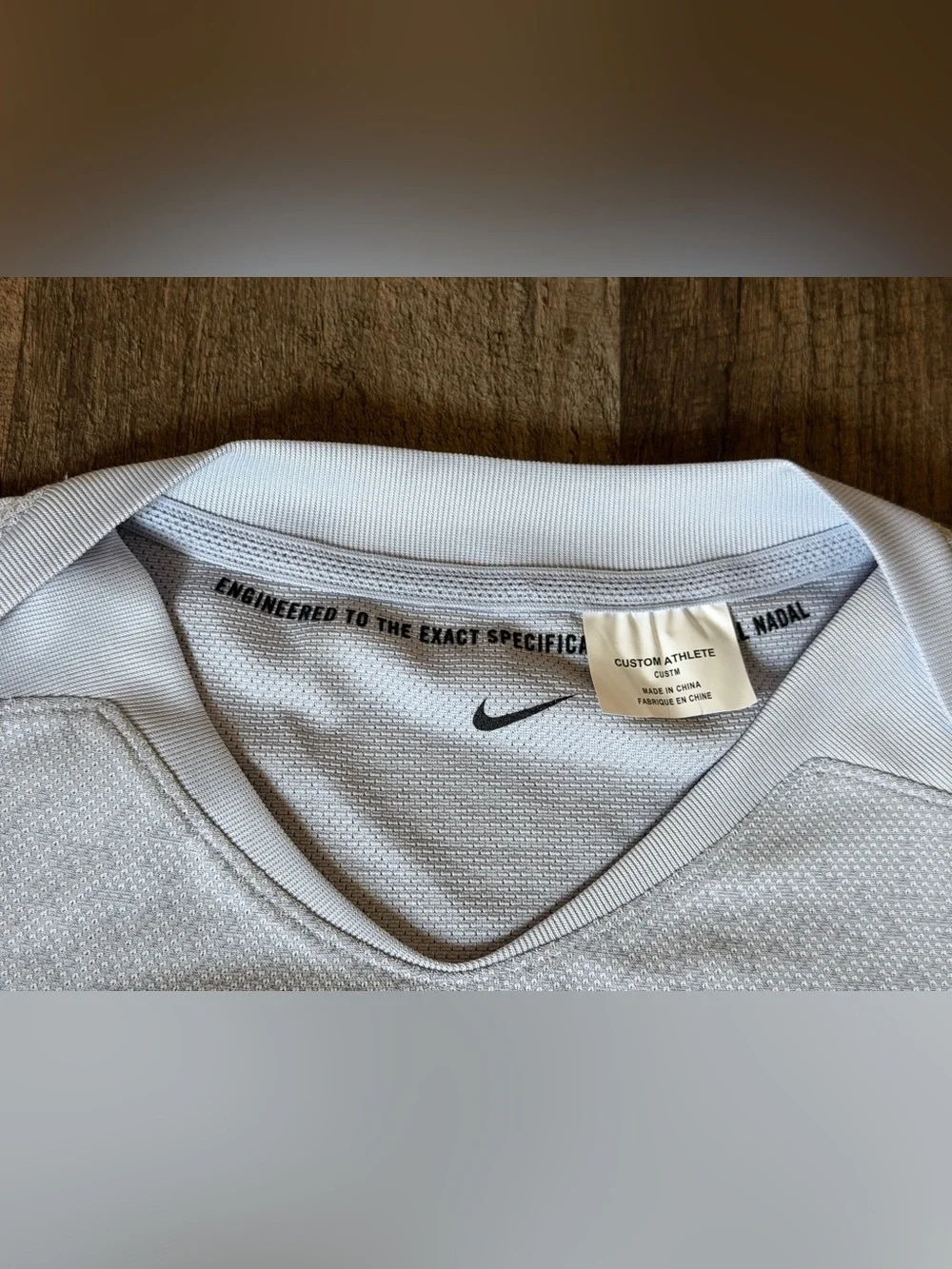 Nike Rafael Nadal Custom Athlete Issued Tennis Shirt Grey.